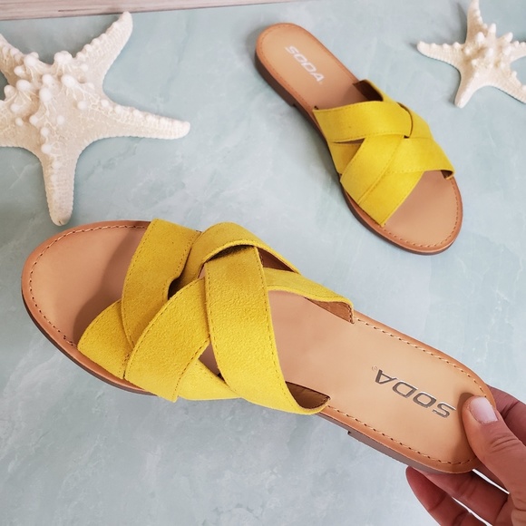 NEW Yellow Soda Slip on Sandals - Picture 3 of 7